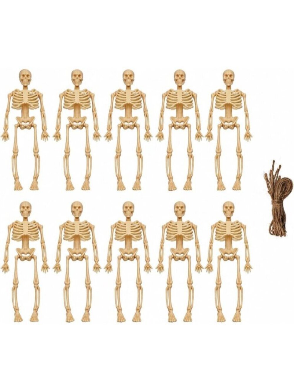 10 Pcs Skeleton Ornaments Hanging Beige 14.5 cm Halloween Decor Spooky Skeleton